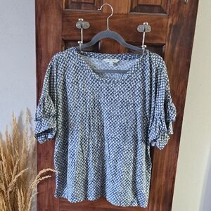 Liverpool Blue and White Patterned Blouse